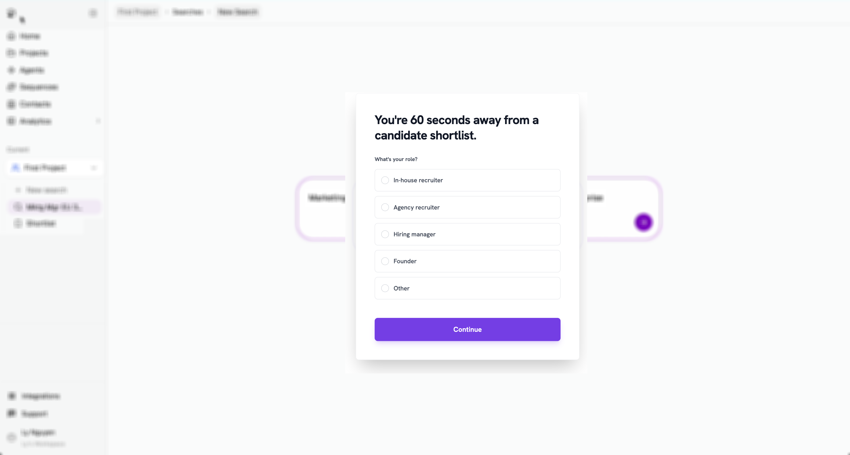 Role selection onboarding screen